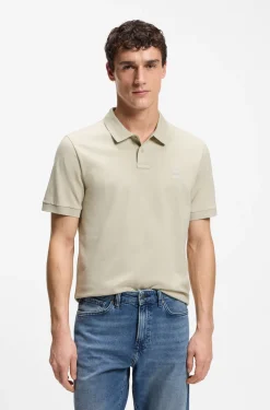 Stretch-cotton slim-fit polo shirt with logo patch