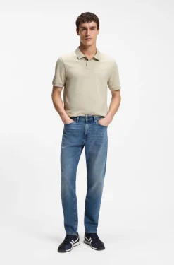 Stretch-cotton slim-fit polo shirt with logo patch