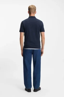 Stretch-cotton slim-fit polo shirt with logo patch