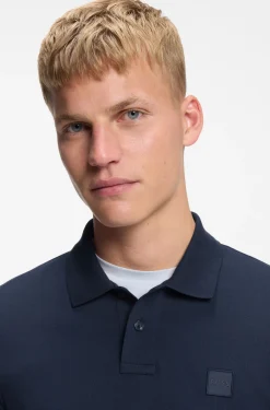 Stretch-cotton slim-fit polo shirt with logo patch