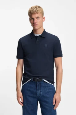 Stretch-cotton slim-fit polo shirt with logo patch