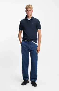 Stretch-cotton slim-fit polo shirt with logo patch