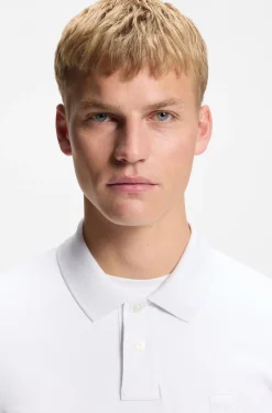 Stretch-cotton slim-fit polo shirt with logo patch
