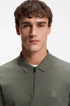 Stretch-cotton slim-fit polo shirt with logo patch