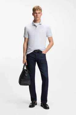 Stretch-cotton slim-fit polo shirt with logo patch
