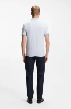 Stretch-cotton slim-fit polo shirt with logo patch