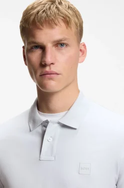 Stretch-cotton slim-fit polo shirt with logo patch