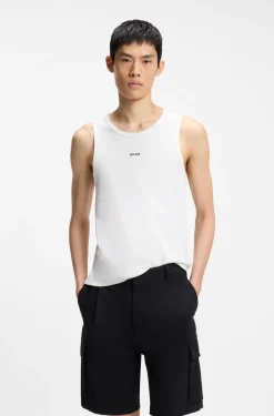 Stretch-cotton slim-fit tank top with contrast logo