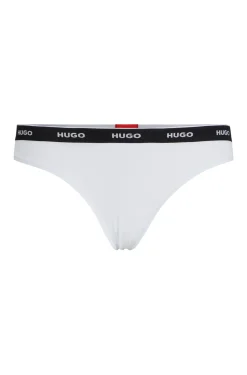 Stretch-cotton string briefs with logo waistband