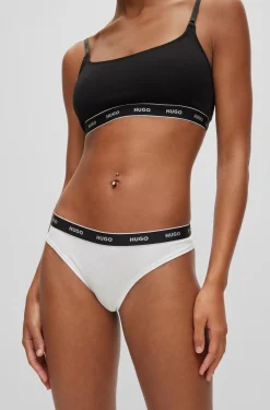 Stretch-cotton string briefs with logo waistband