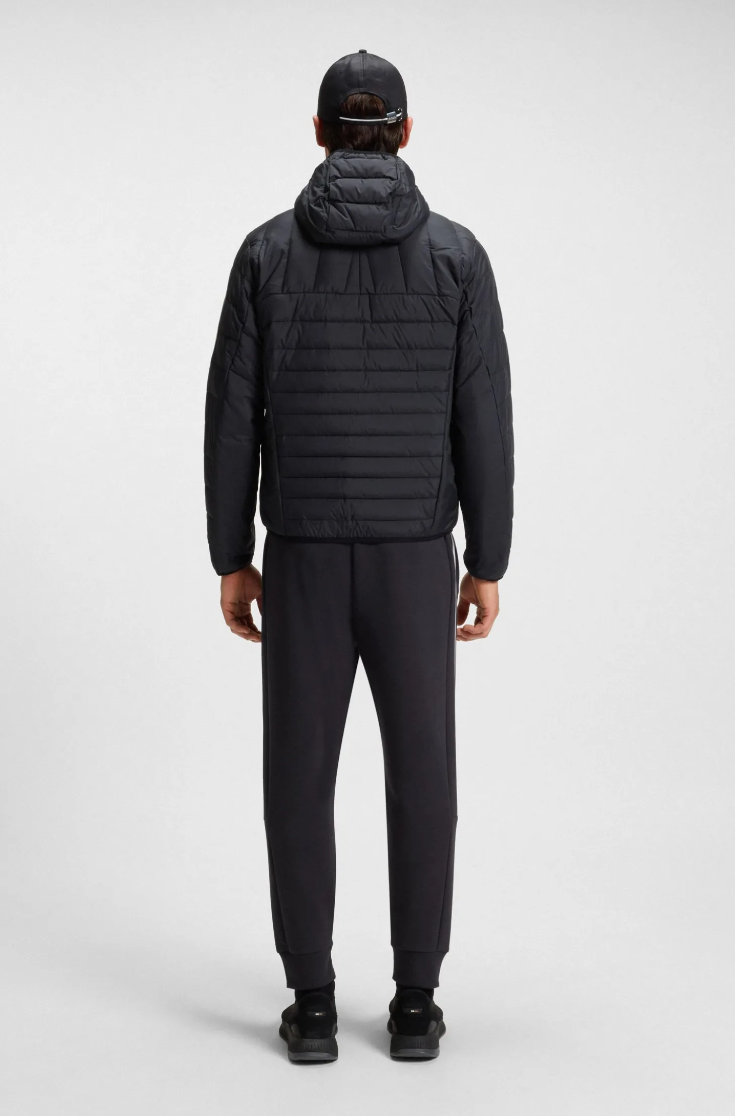 Stretch-cotton tracksuit bottoms with stripe insert