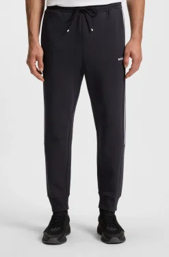 Stretch-cotton tracksuit bottoms with stripe insert