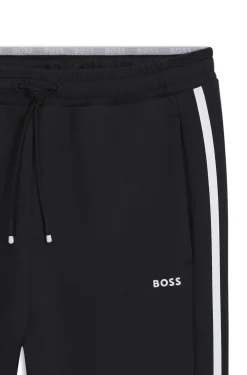 Stretch-cotton tracksuit bottoms with stripe insert