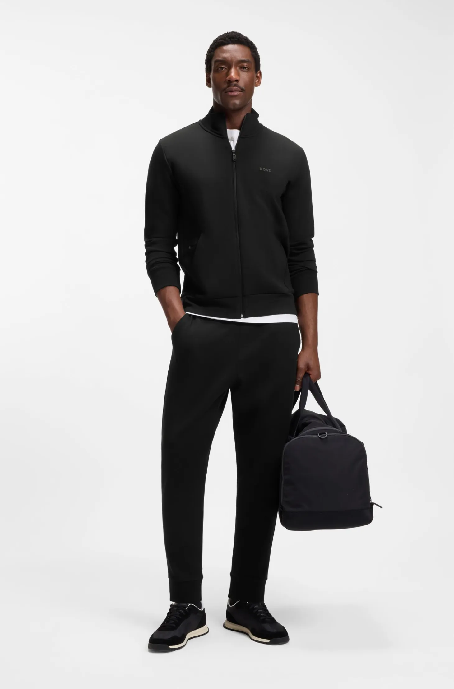 Stretch-cotton tracksuit bottoms with logo print