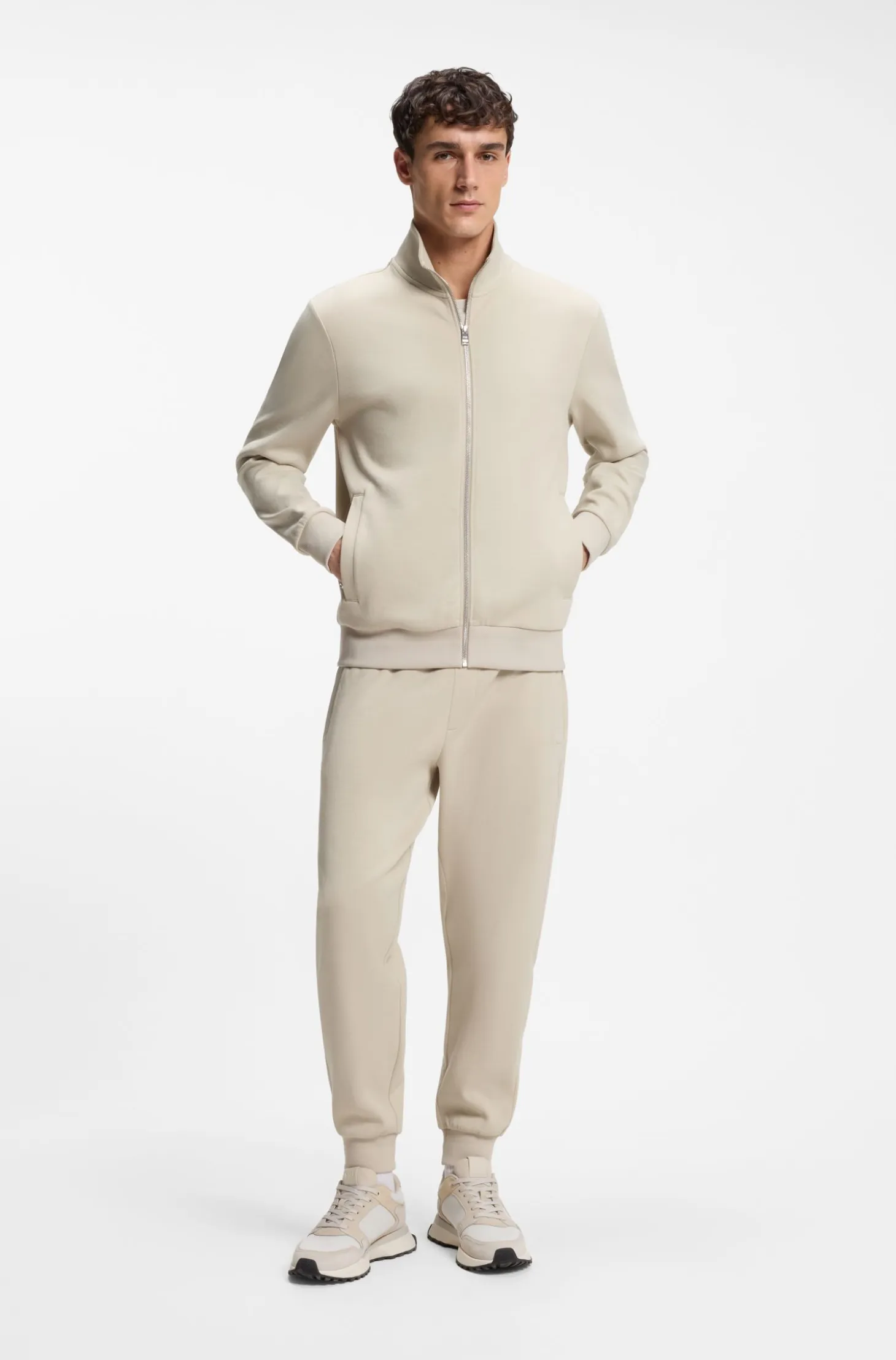 Stretch-cotton tracksuit bottoms with cuffed hems