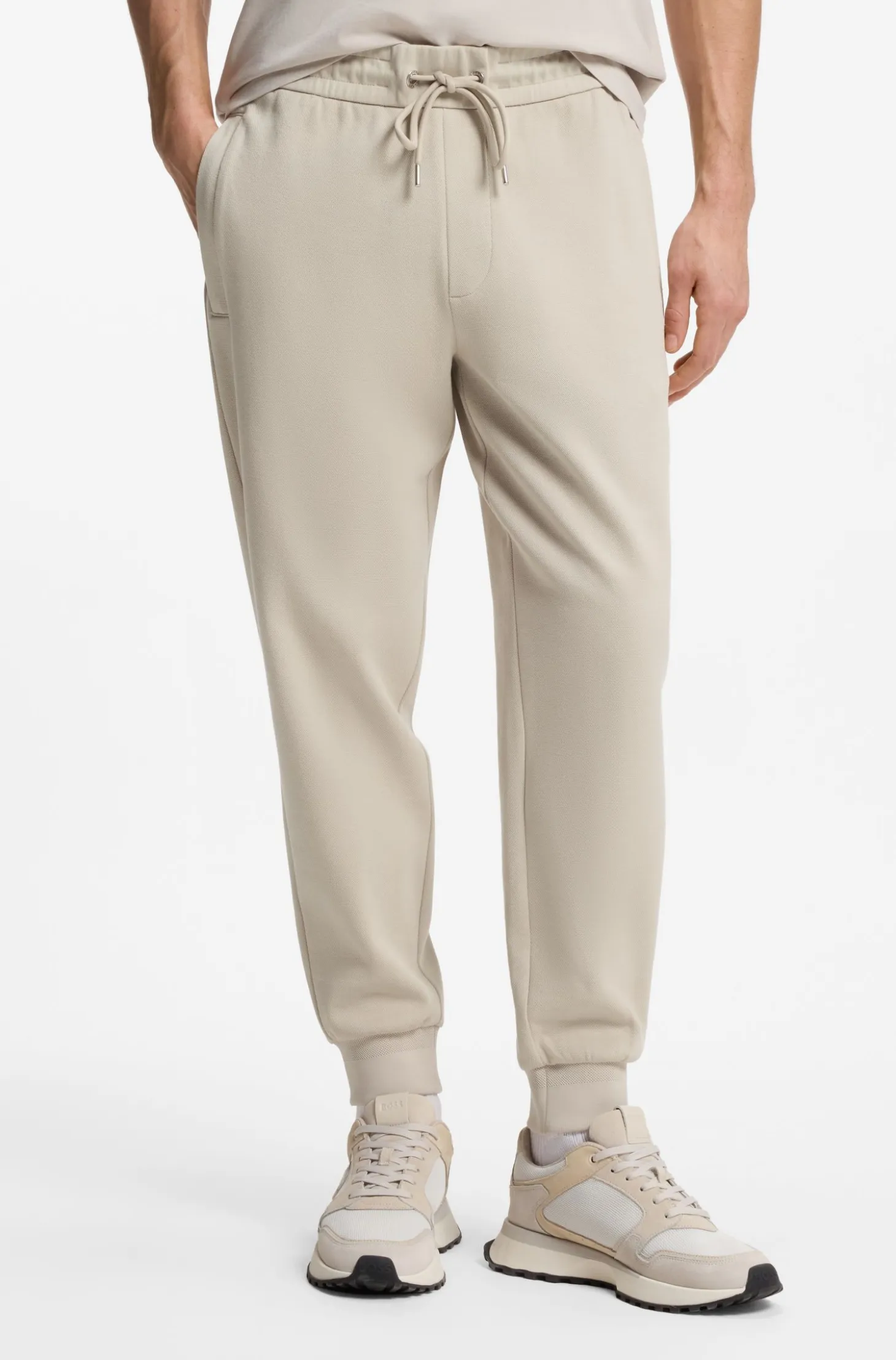 Stretch-cotton tracksuit bottoms with cuffed hems