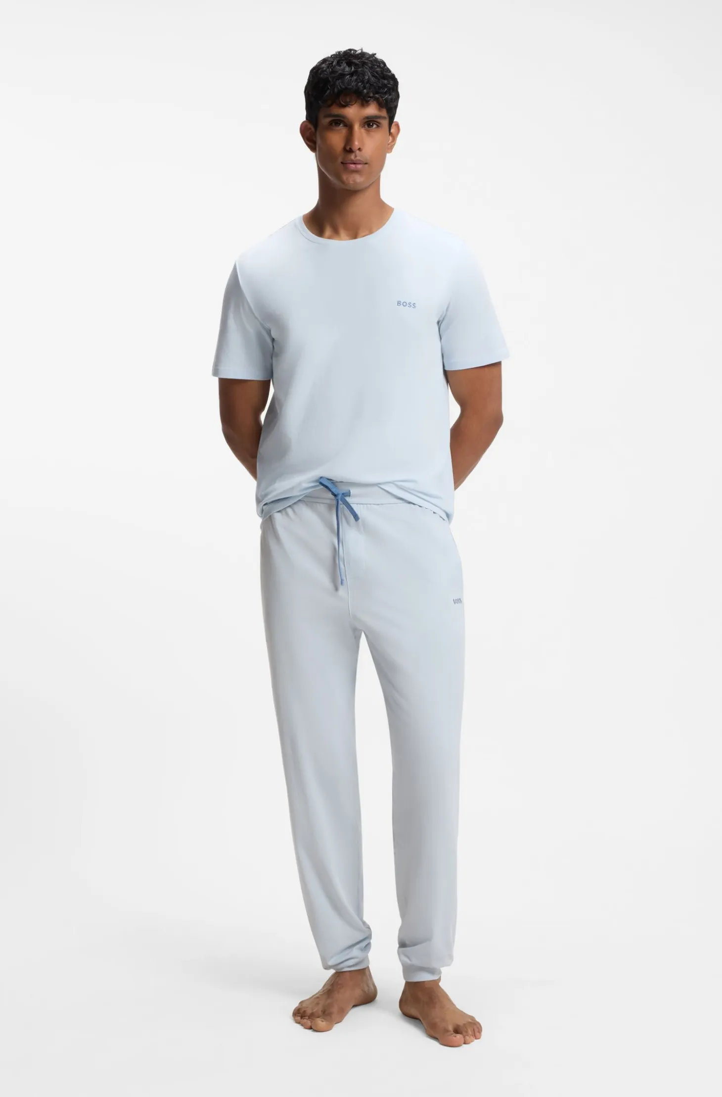 Stretch-cotton tracksuit bottoms with embroidered logo