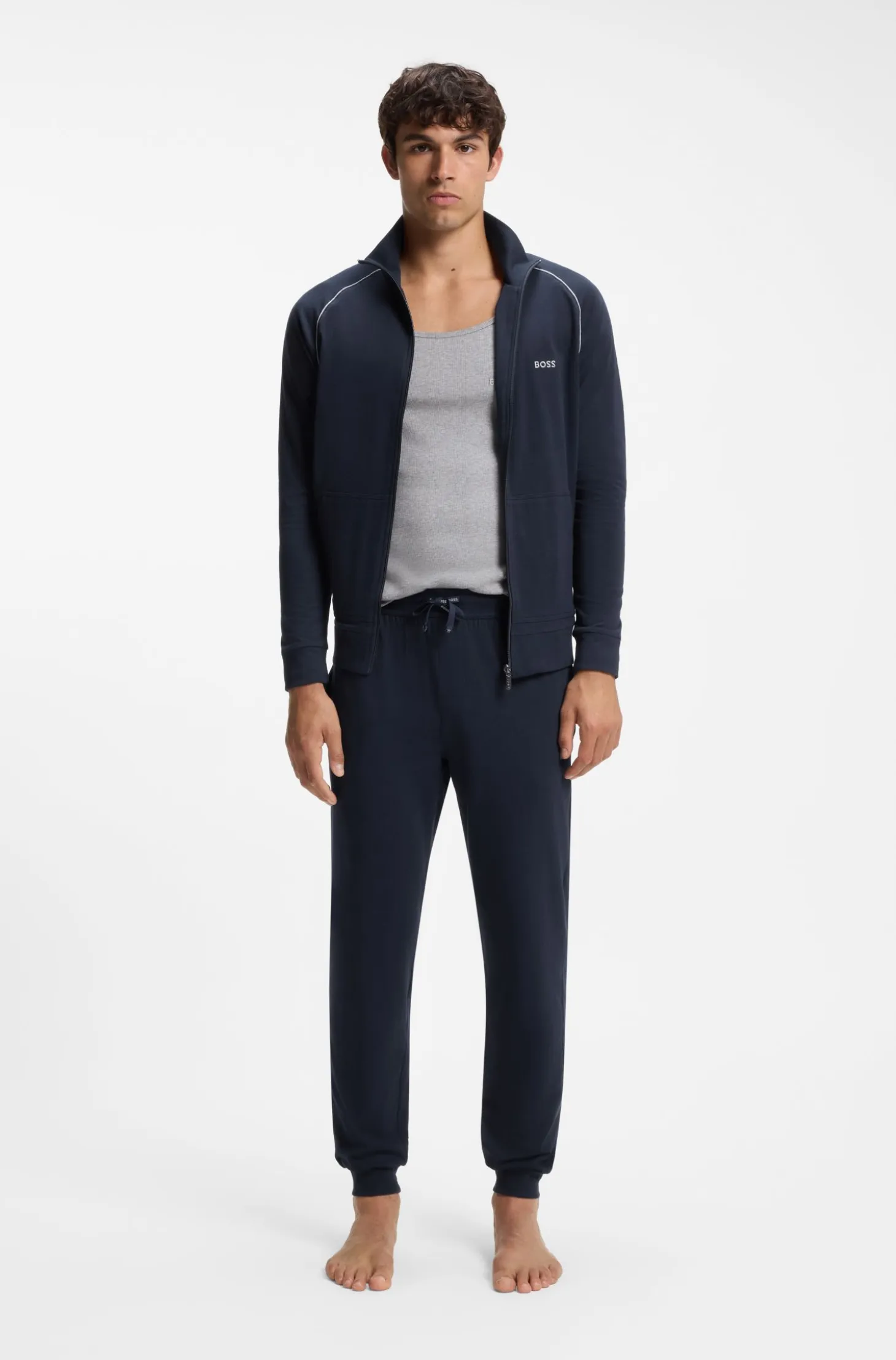 Stretch-cotton tracksuit bottoms with embroidered logo