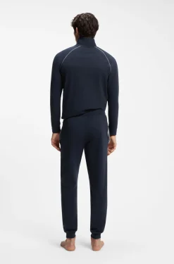 Stretch-cotton tracksuit bottoms with embroidered logo