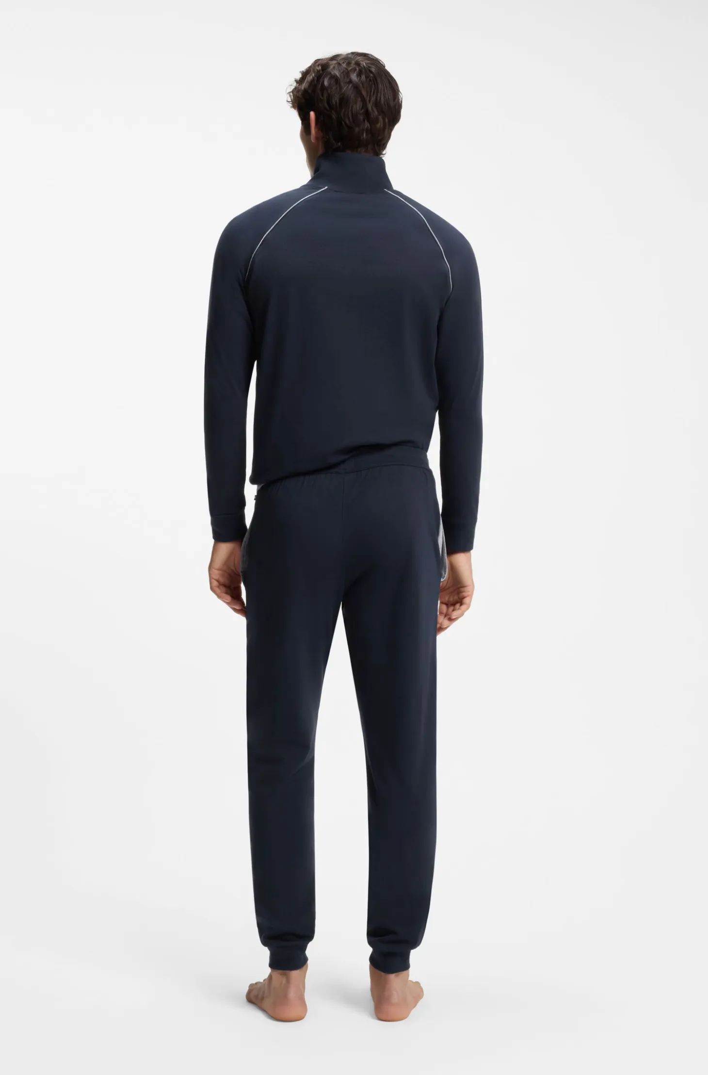 Stretch-cotton tracksuit bottoms with embroidered logo