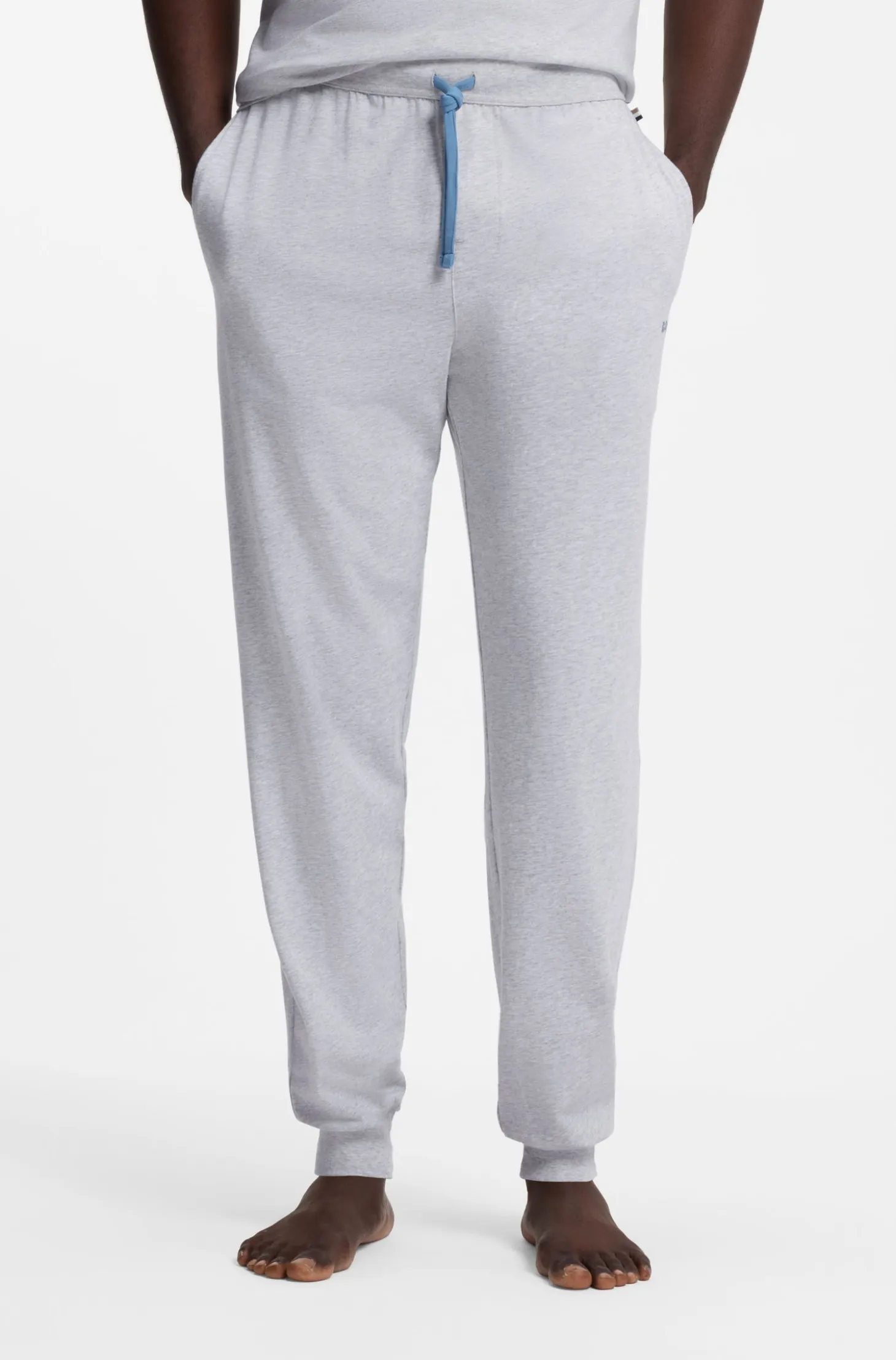 Stretch-cotton tracksuit bottoms with embroidered logo