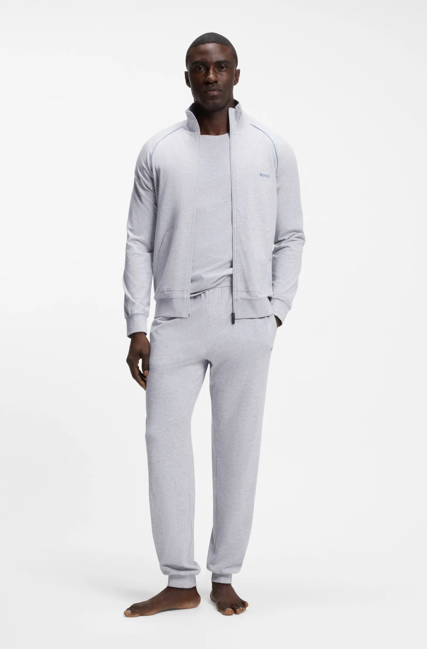 Stretch-cotton tracksuit bottoms with embroidered logo
