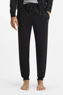 Stretch-cotton tracksuit bottoms with embroidered logo