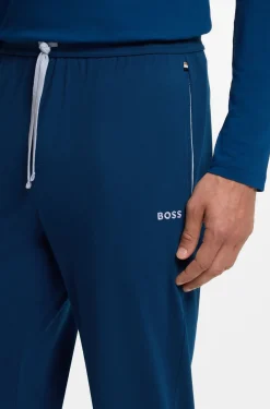 Stretch-cotton tracksuit bottoms with embroidered logo