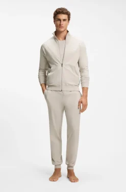 Stretch-cotton tracksuit bottoms with embroidered logo