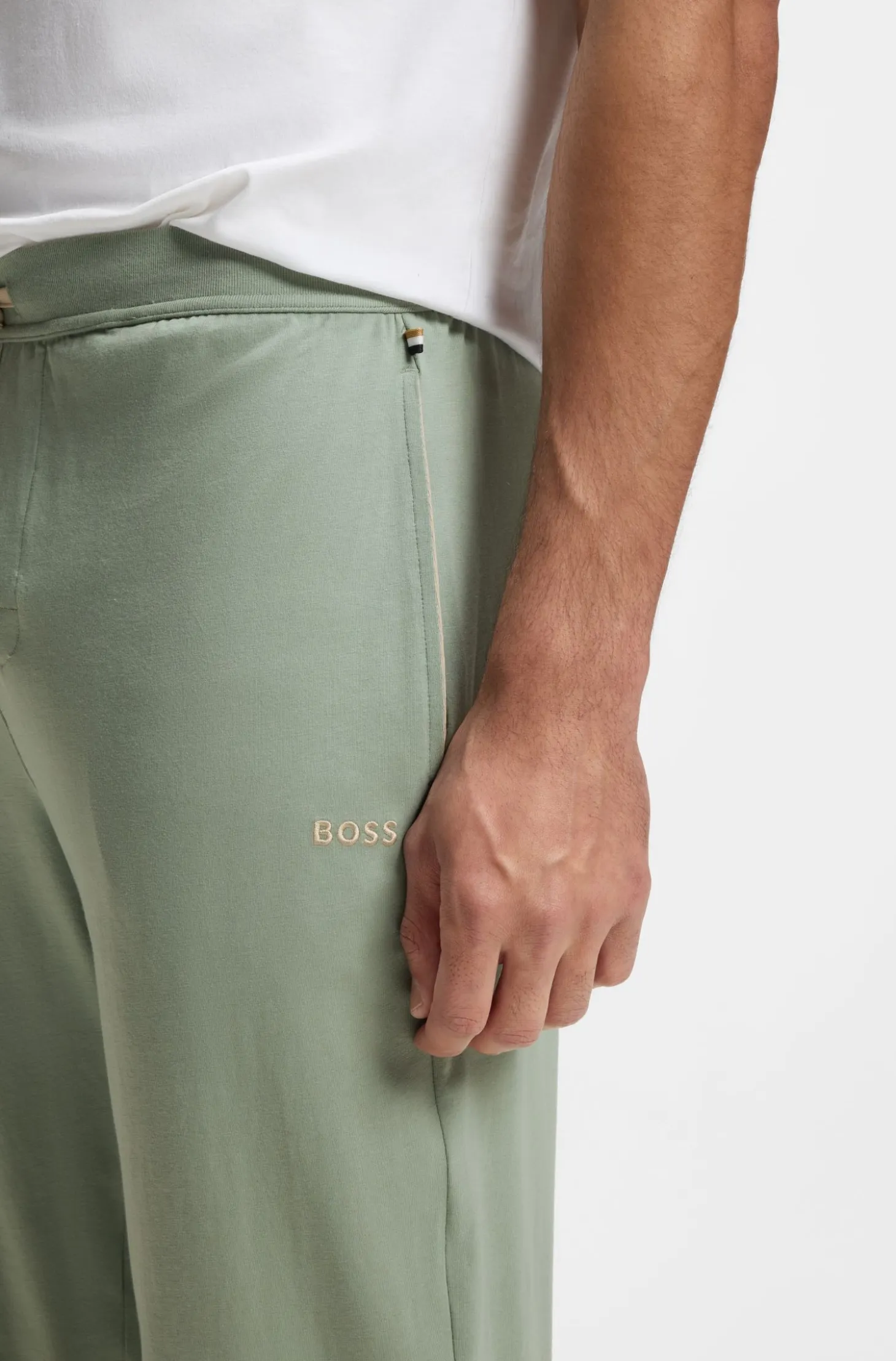 Stretch-cotton tracksuit bottoms with embroidered logo