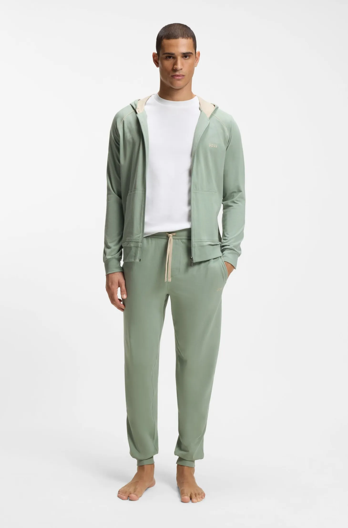 Stretch-cotton tracksuit bottoms with embroidered logo