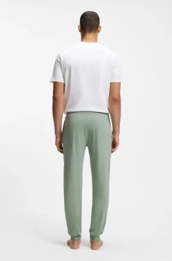 Stretch-cotton tracksuit bottoms with embroidered logo