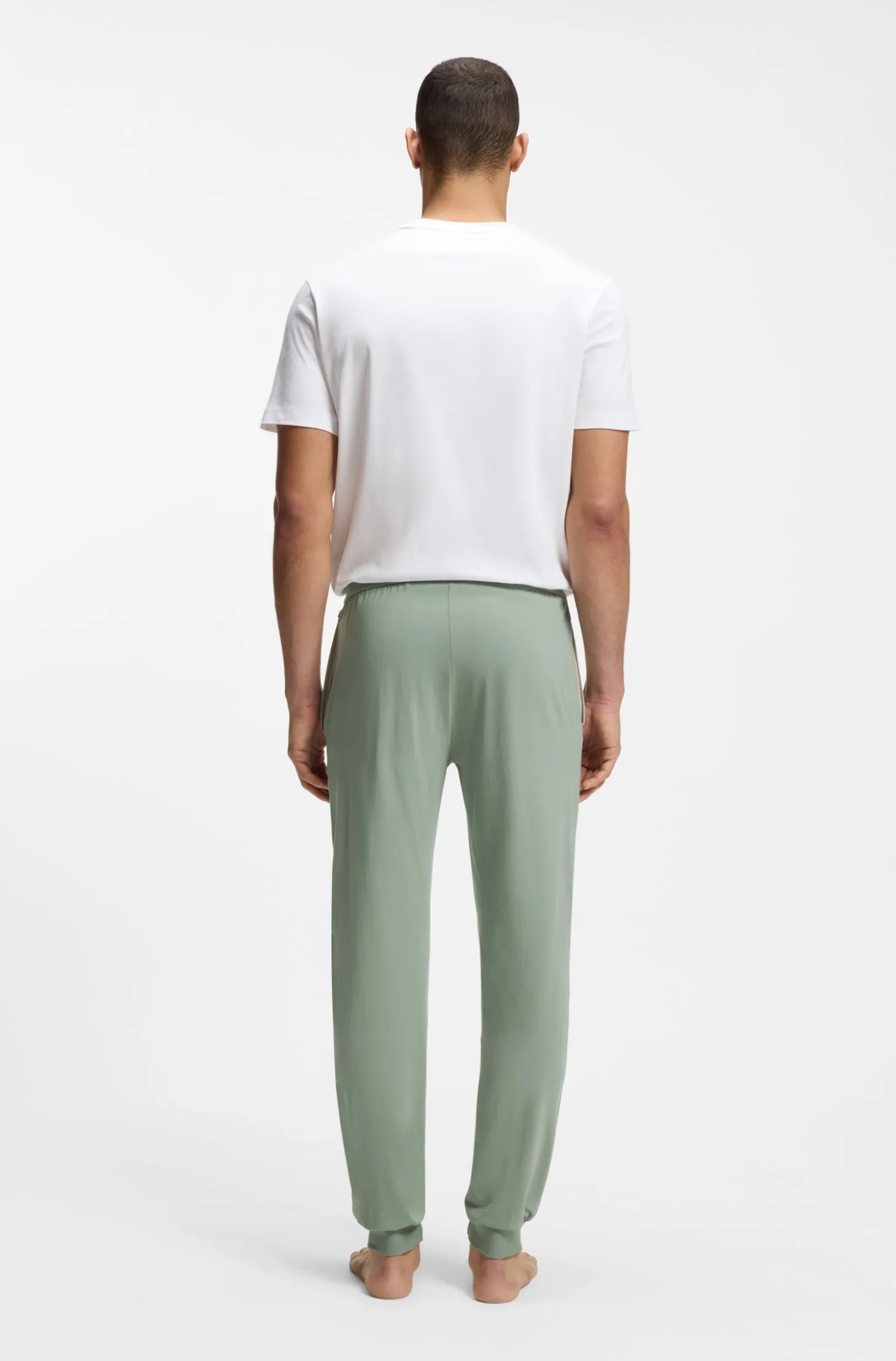 Stretch-cotton tracksuit bottoms with embroidered logo