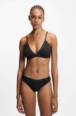 Stretch-cotton triangle bra with logo trims