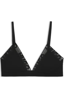 Stretch-cotton triangle bra with logo trims
