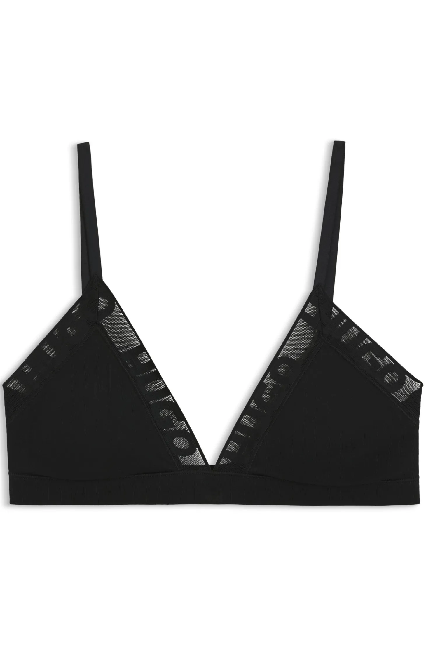 Stretch-cotton triangle bra with logo trims