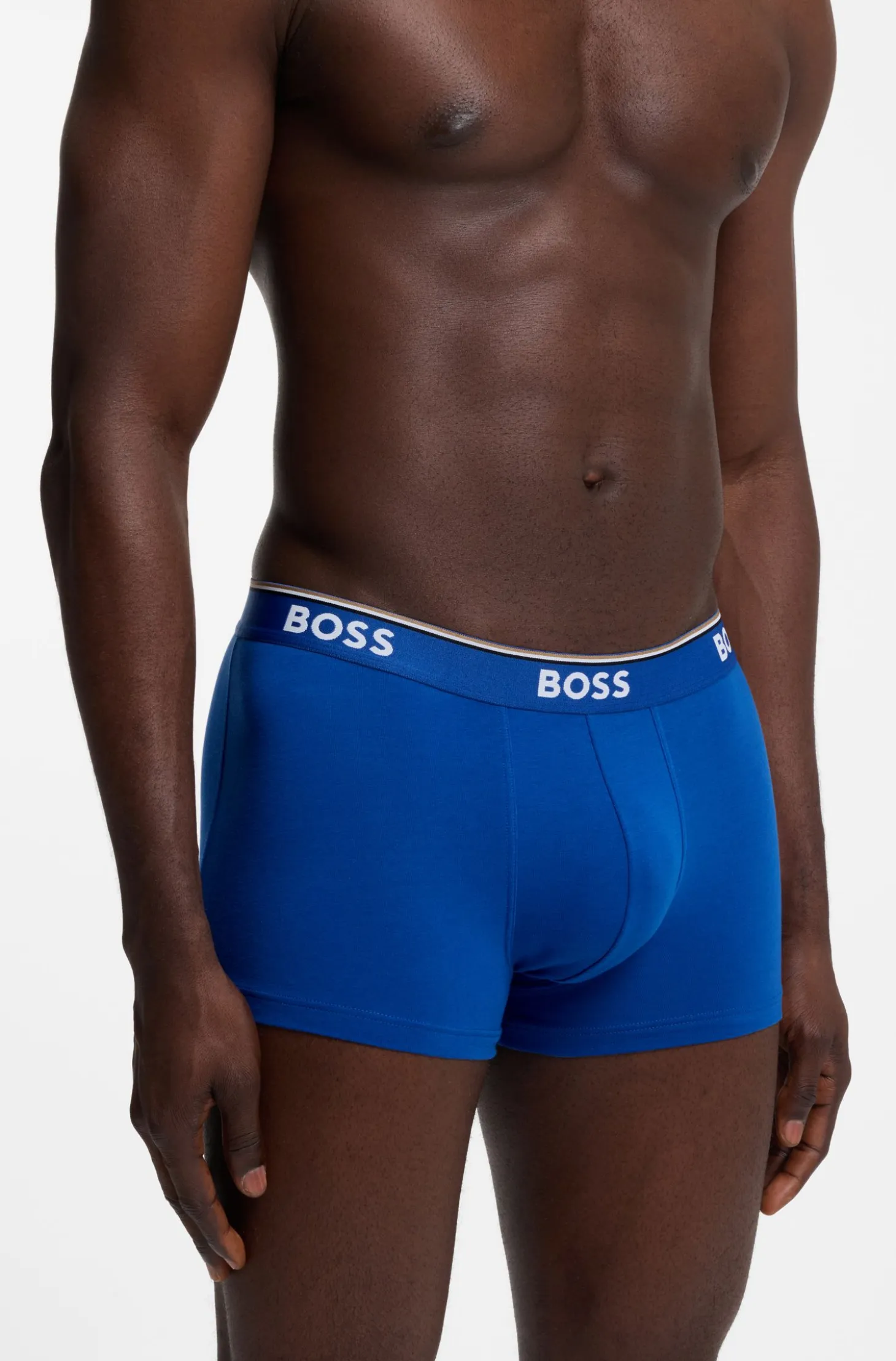 Stretch-cotton trunks with repeat logos
