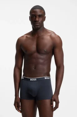 Stretch-cotton trunks with repeat logos