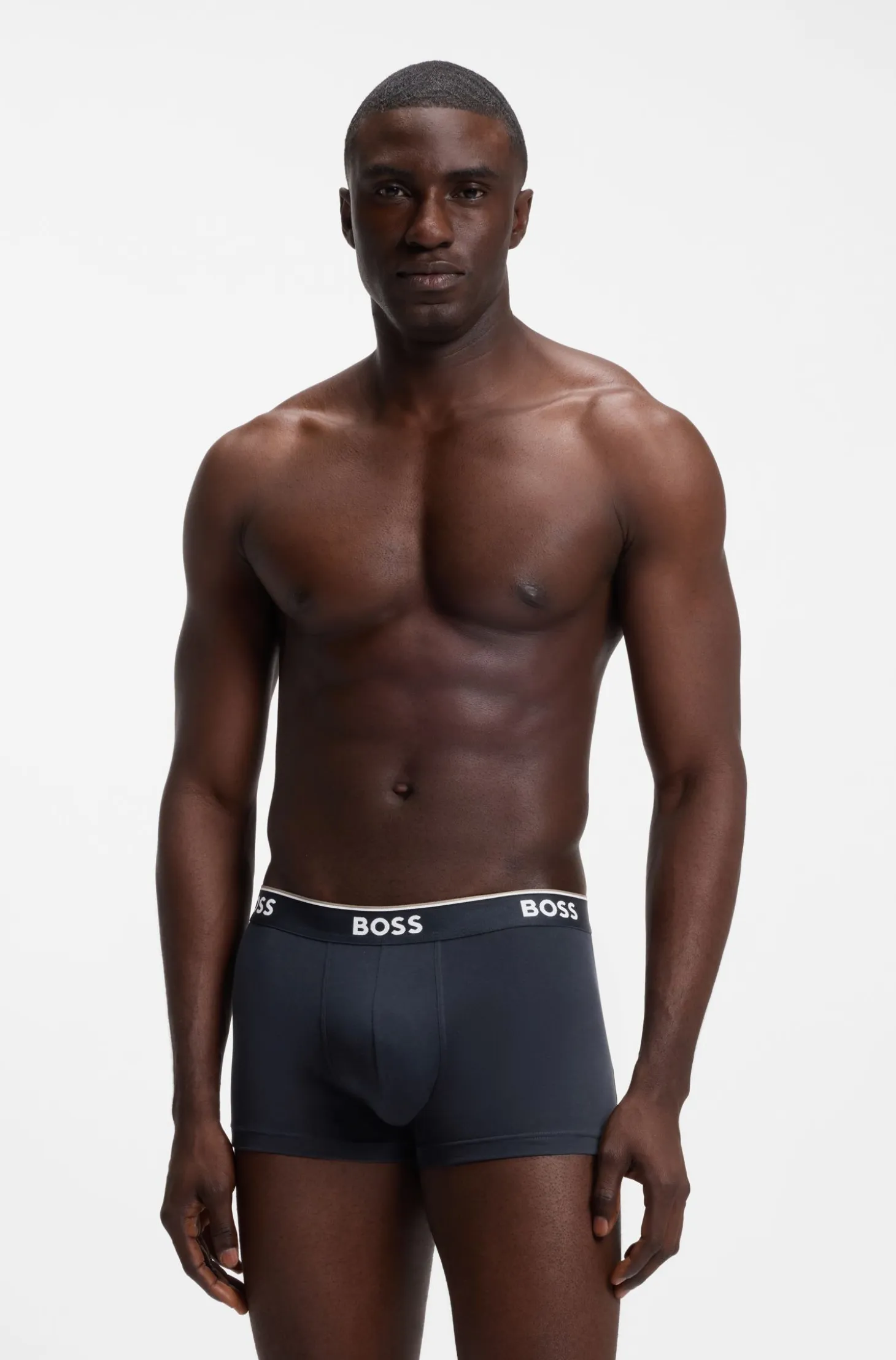 Stretch-cotton trunks with repeat logos