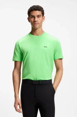 Stretch-cotton T-shirt with contrast logo