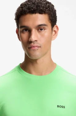 Stretch-cotton T-shirt with contrast logo
