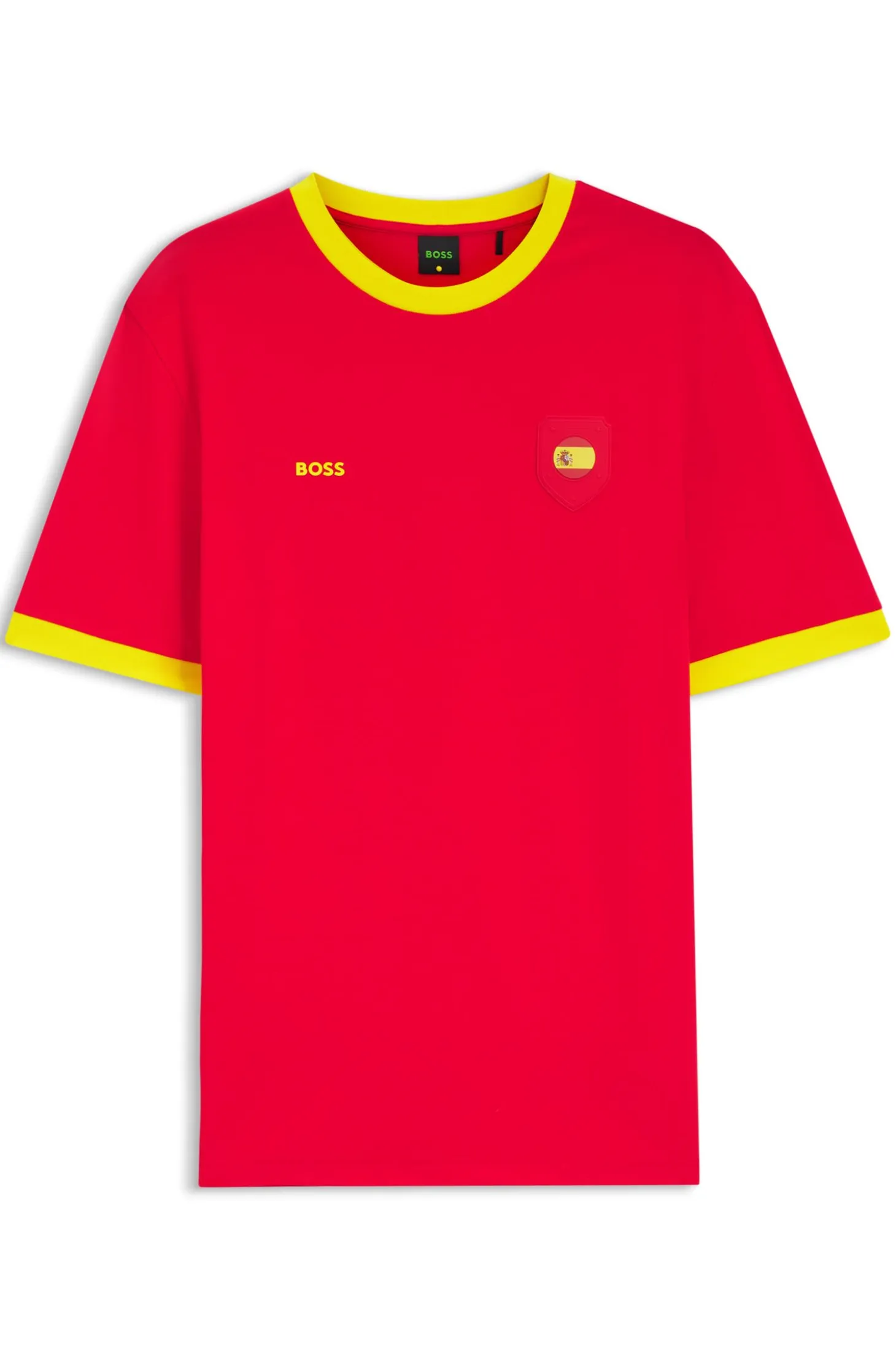 Stretch-cotton T-shirt with country flag and logo