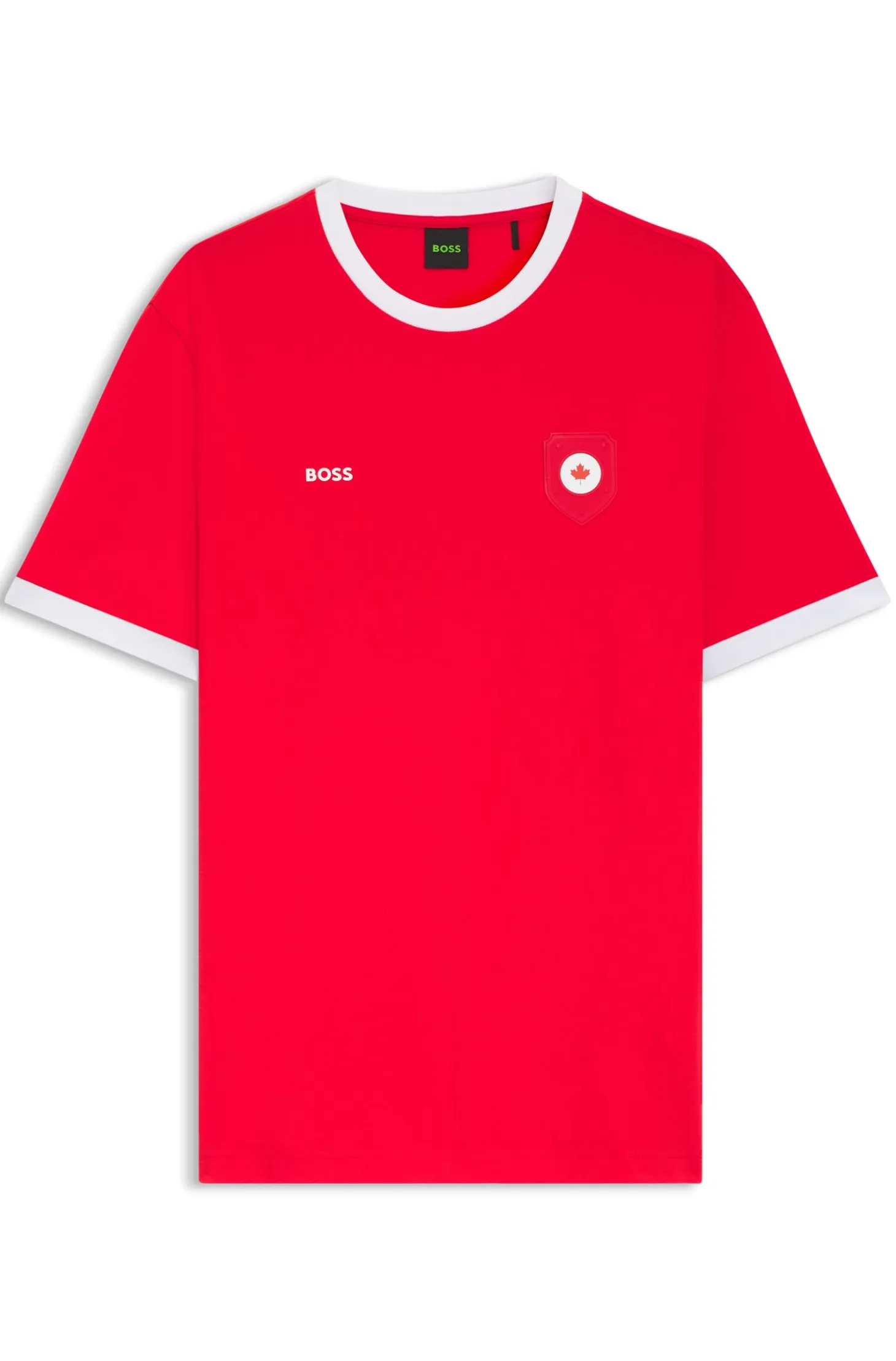 Stretch-cotton T-shirt with country flag and logo