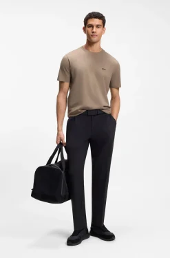 Stretch-cotton T-shirt with contrast logo