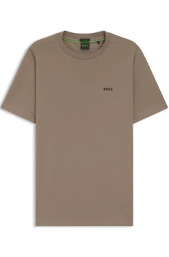 Stretch-cotton T-shirt with contrast logo
