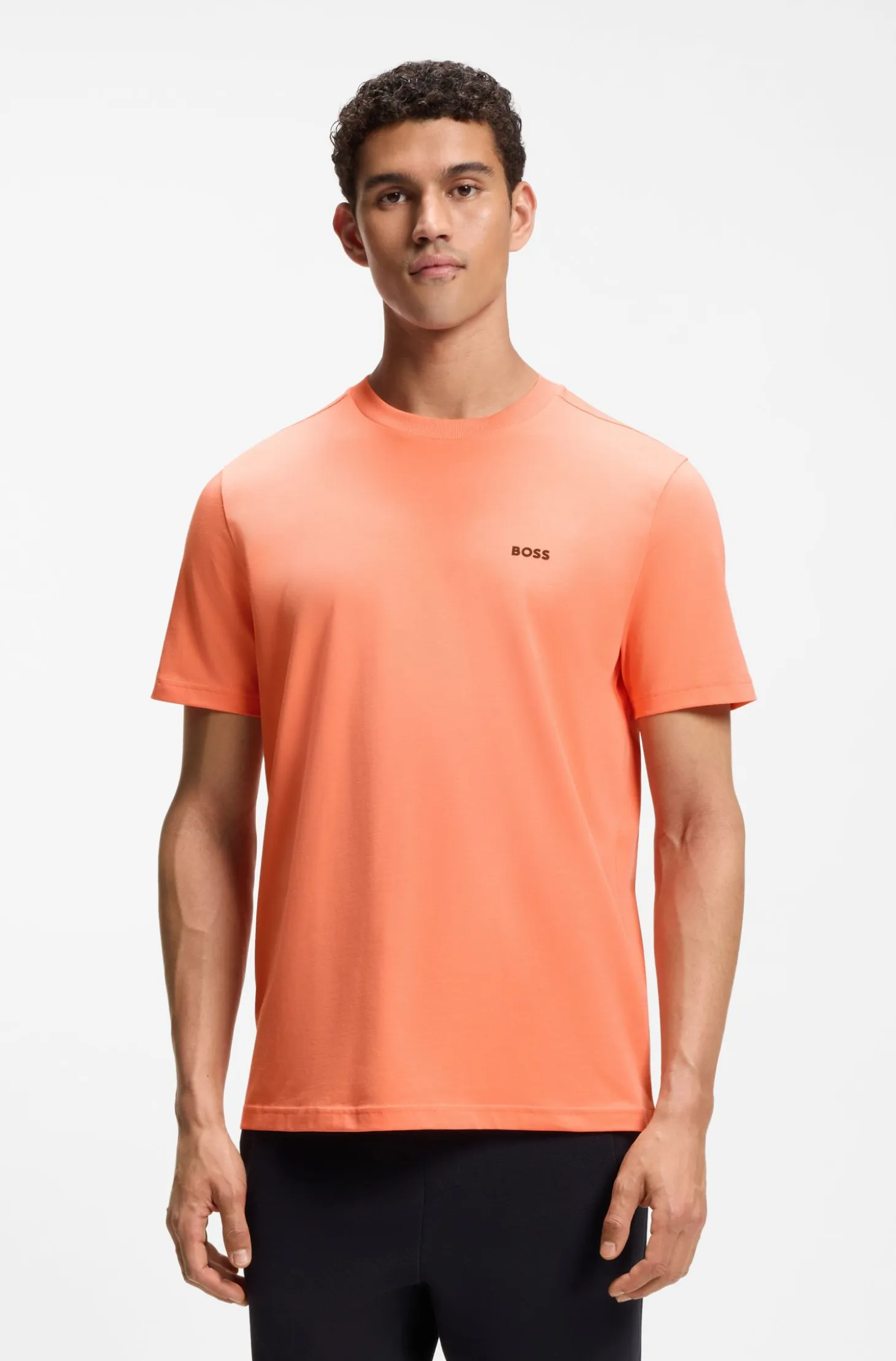 Stretch-cotton T-shirt with contrast logo