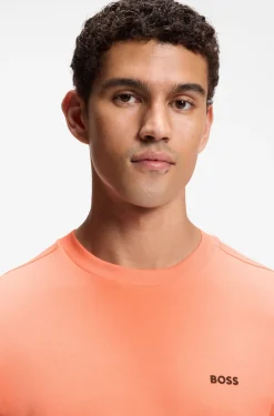 Stretch-cotton T-shirt with contrast logo