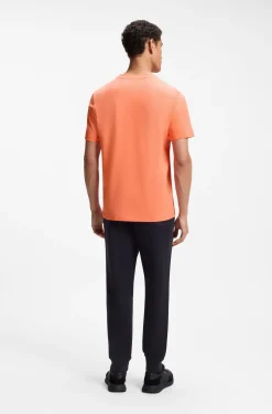 Stretch-cotton T-shirt with contrast logo