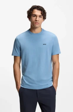 Stretch-cotton T-shirt with contrast logo