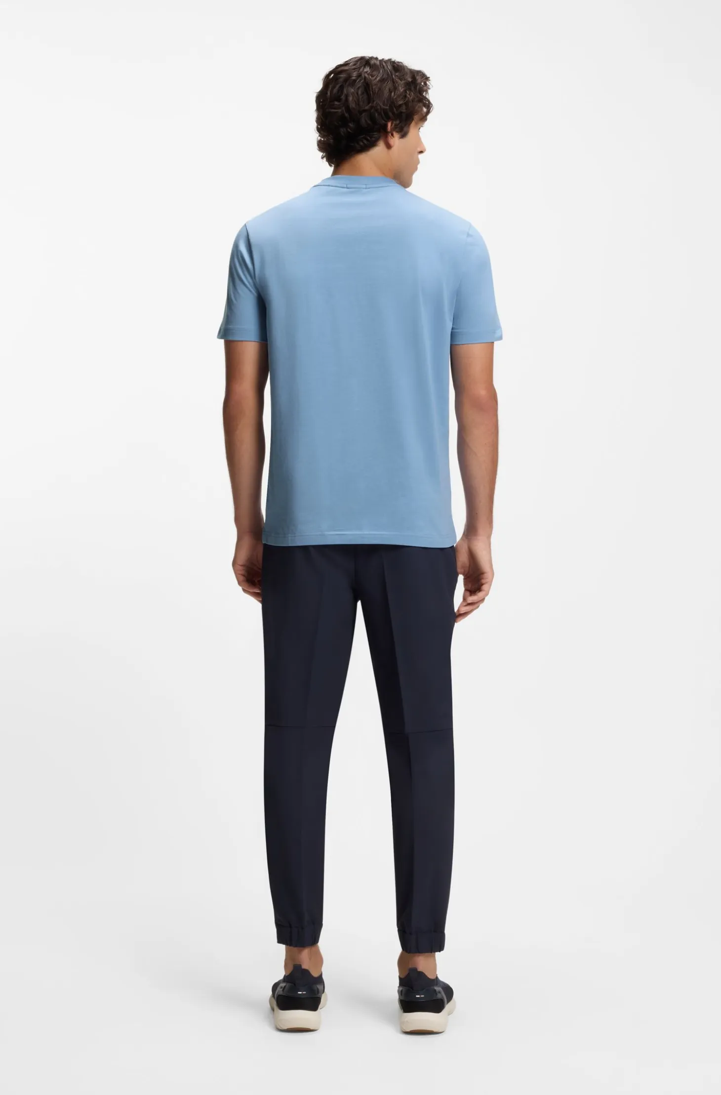 Stretch-cotton T-shirt with contrast logo